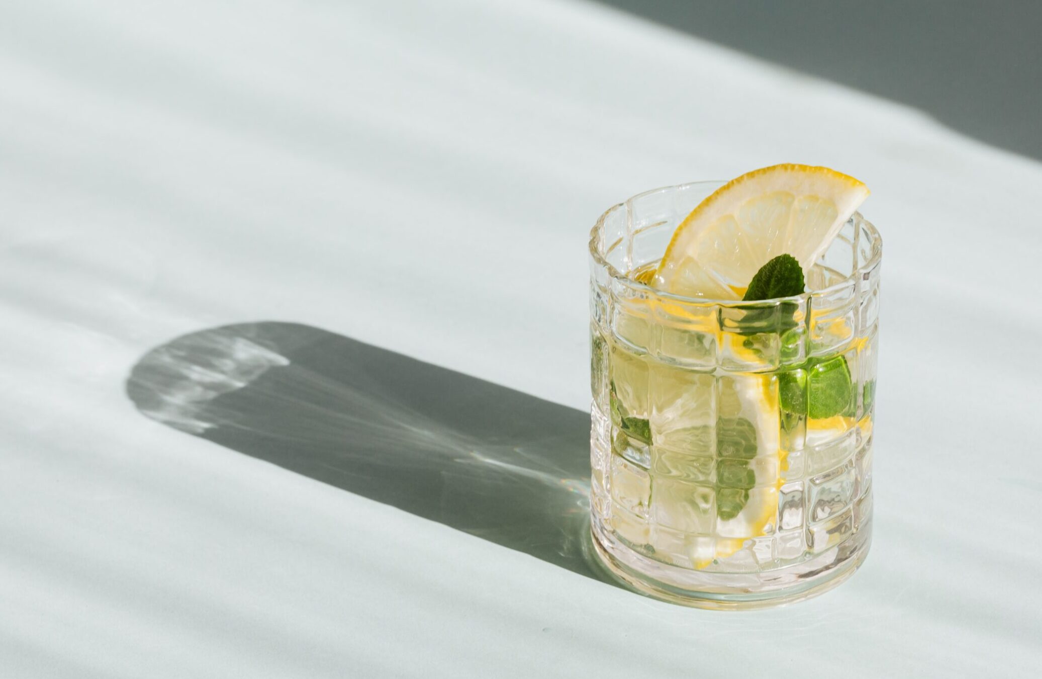 Lemon water in a glass