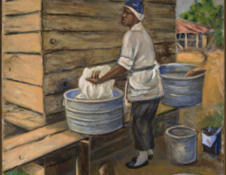 Rex Goreleigh Wash Day, 1979, oil on canvas, 28 x 22 inches, Petrucci Family Foundation Collection of African American Artr